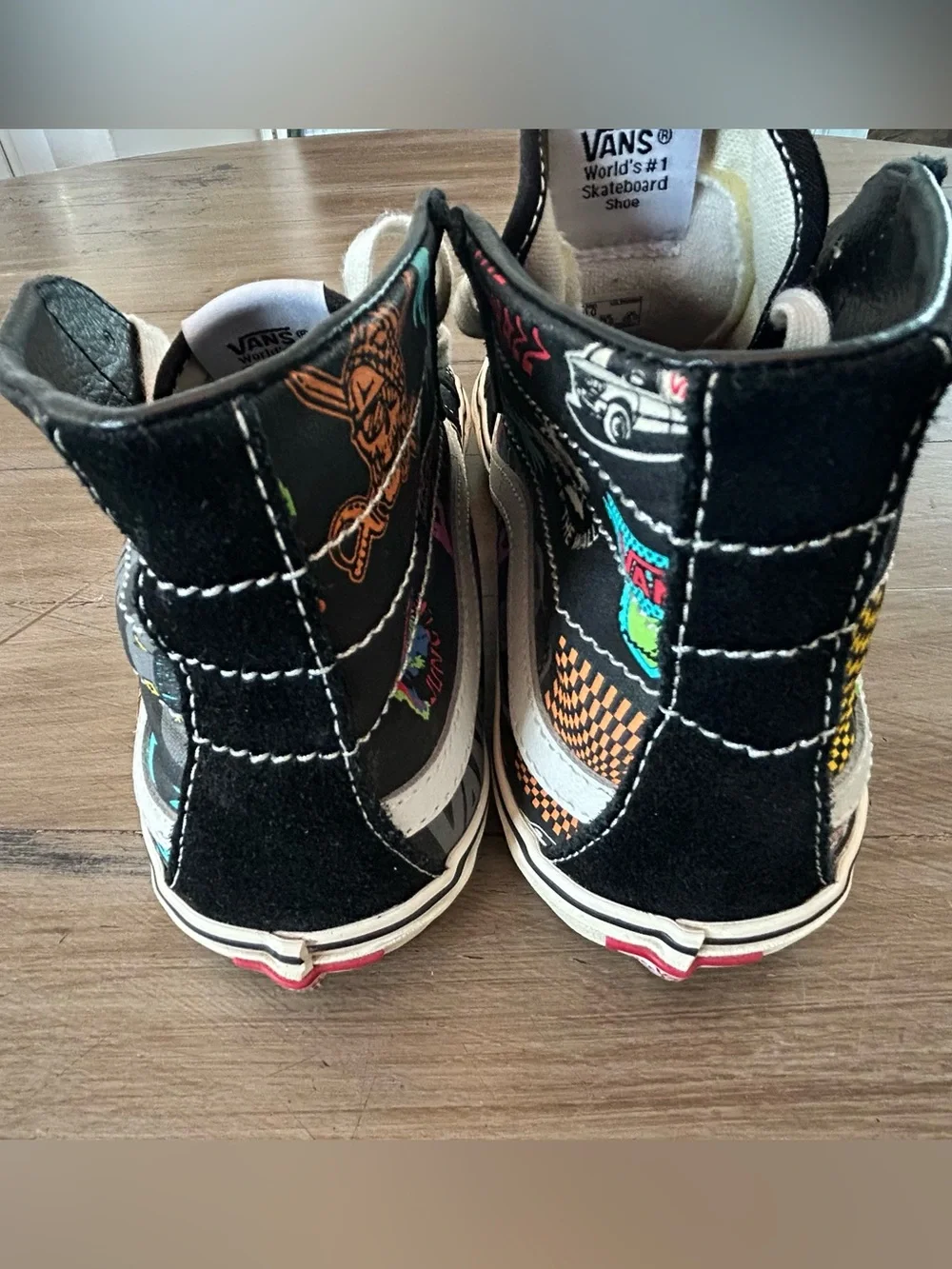 Vans Black & White High-Top Sneakers with Neon Graphic Panels